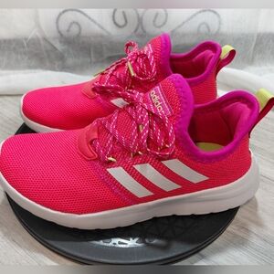 NEW Adidas Womens Lite Racer Running Shoes Pink White Yellow Pull Straps SZ 7.5
